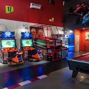 video game arcade games and pool table at k1 speed houston