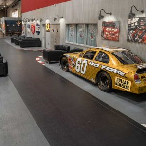 a nascar sits on display in k1 speed ontario